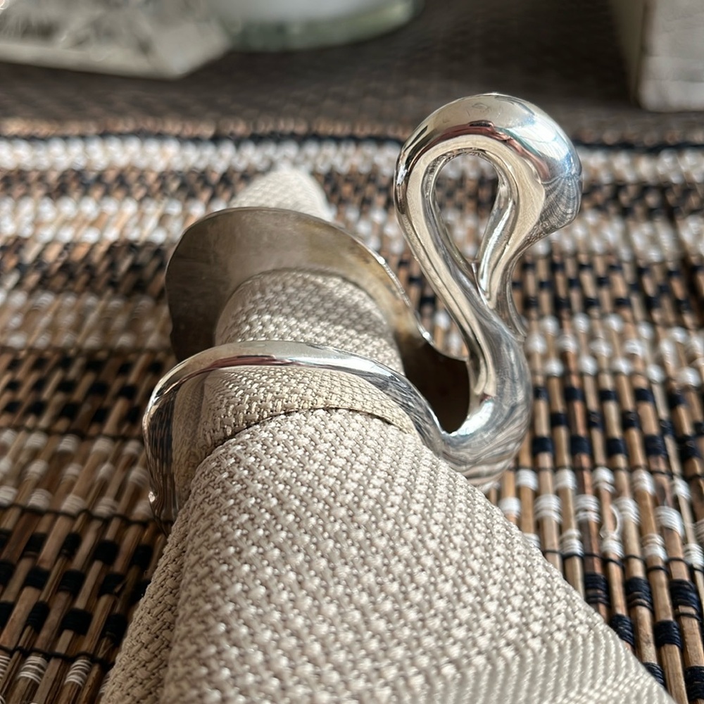 Vintage Silver Plated Zinc Swan shape Napkin Rings (Set of 4)